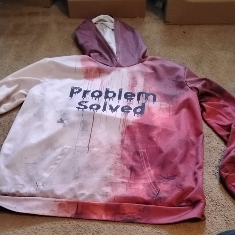"Bloody" Problem Solved All Over Print Graphic Hoodie - Red and White